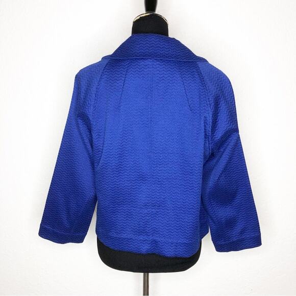 Anthropologie blue chevron textured button front blazer size 12 - Picture 3 of 16